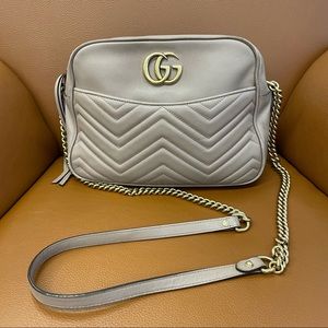Gucci GG Medium Marmont Matelasse Calfskin Crossbody Bag Poudre Tan